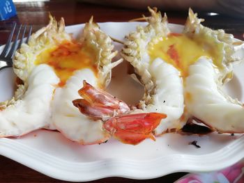 Close-up of seafood in plate