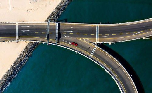 High angle view of swimming pool by sea