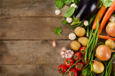 Directly above shot of vegetables on table