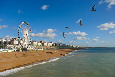 View of ferris wheel at beach