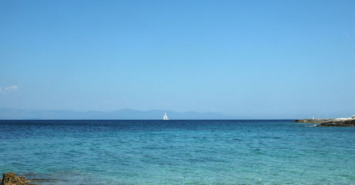 Scenic view of sea against clear sky