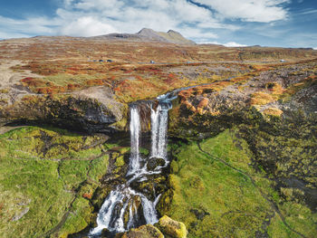 Scenic view of waterfall