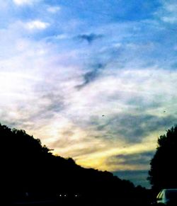 Low angle view of silhouette trees against sky at sunset