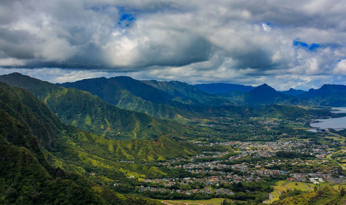 Scenic view of mountains against sky