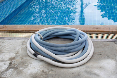 High angle view of ropes on swimming pool