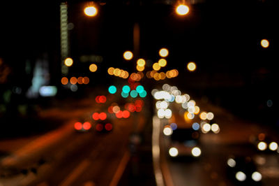 Defocused image of illuminated city