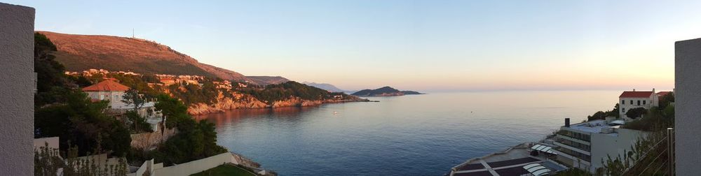 Panoramic view of sea against clear sky