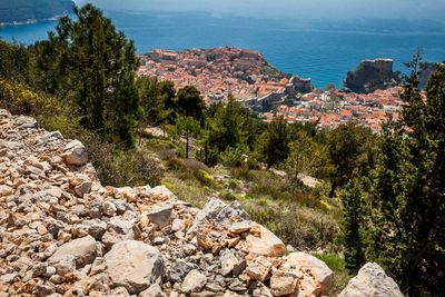 Scenic view of sea and rocks