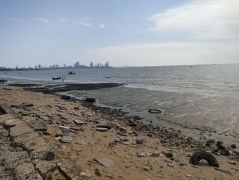 Scenic view of beach against sky