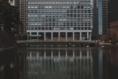 Reflection of buildings in water