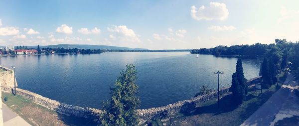 Panoramic view of lake against sky