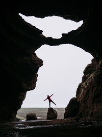 Man in the cave in iceland