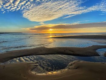 Sensational sunset and incoming tide.