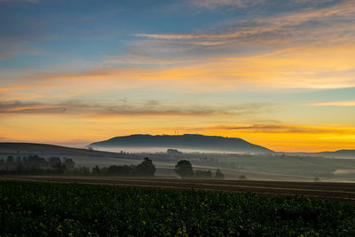 The mountain schwanberg in the morning haze 