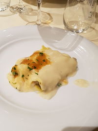 Close-up of served food in plate