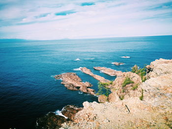 High angle view of sea against sky