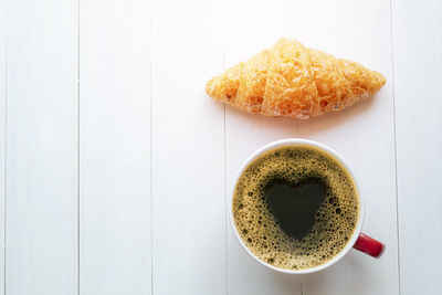 High angle view of breakfast on table