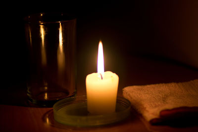 Close-up of burning candle