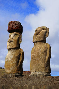 Two of fifteen moai statues at ahu tongariki, easter island, chile