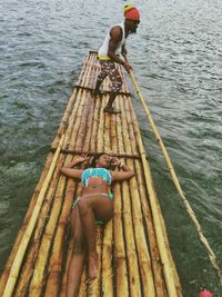 View of wooden pier in sea