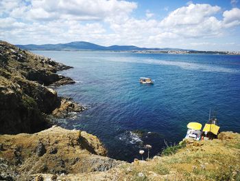 High angle view of sea against sky