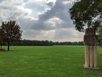 Trees on field against sky