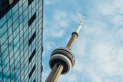 Low angle view of modern building against sky