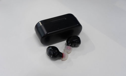 High angle view of black coffee on white background