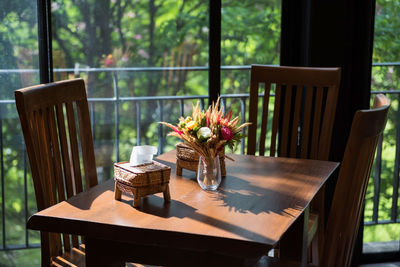 Empty chairs and table at home