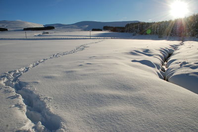 Scenic view of snow covered landscape