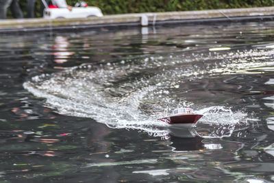 Close-up of water fountain in lake