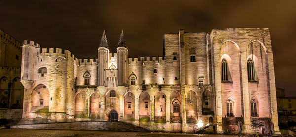 View of historical building against sky at night