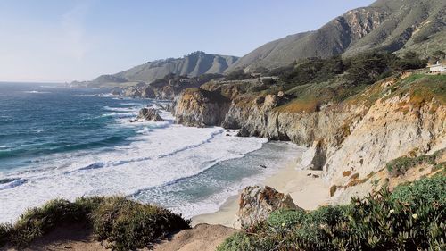 Scenic view of beach against sky