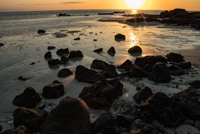 Scenic view of sea during sunset