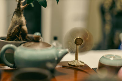 Close-up of trophy on table