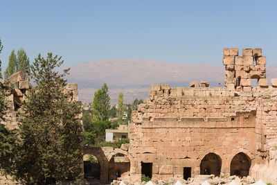 Ruins of building against clear sky