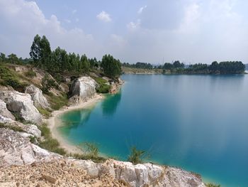 Scenic view of lake against sky