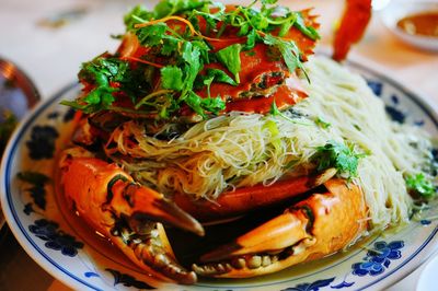 Close-up of meal served in bowl