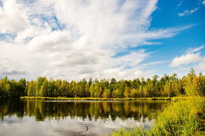 Scenic view of lake against sky