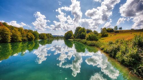 Panoramic view of lake against sky