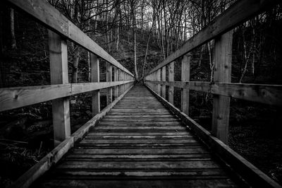 Surface level of footbridge in forest