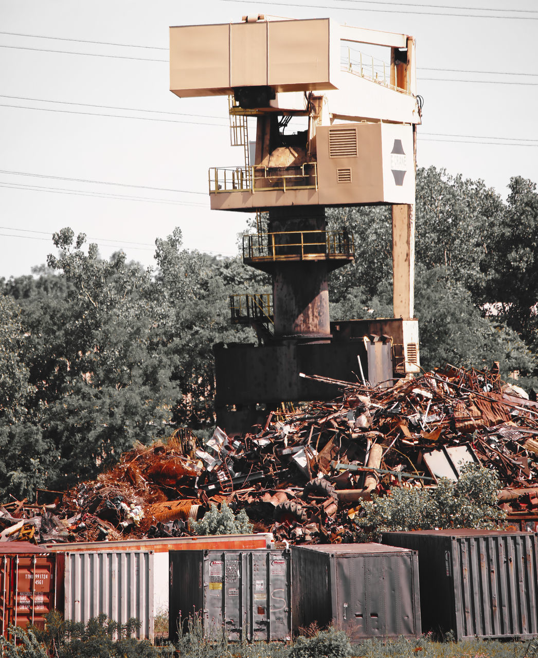 STACK OF RAILROAD TRACK BY BUILDING