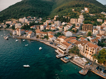 High angle view of buildings in city