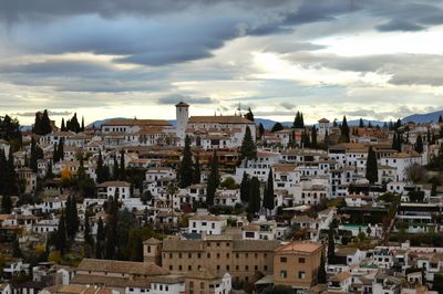 High angle view of buildings in city. granada, spain.