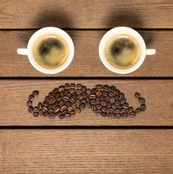 Directly above shot of coffee cup on table