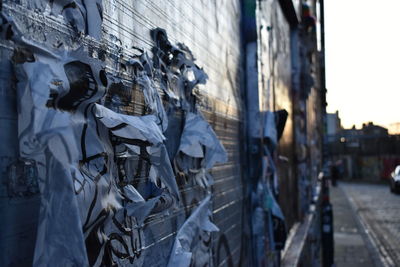 Panoramic view of graffiti on building wall