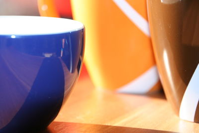 Close-up of coffee cup on table