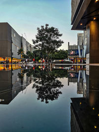 Reflection of buildings in city