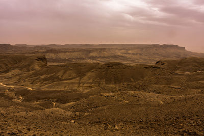Desert landscape with thunderclouds and sandstorm in lower najd