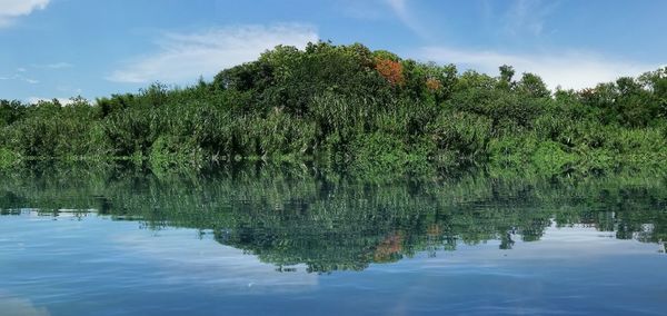 Scenic view of lake against sky